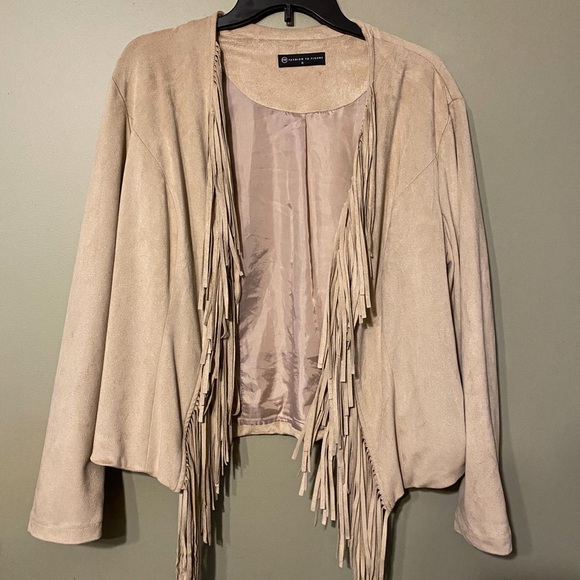 Fashion to Figure Soft Faux Suede Fringe Cardigan - Picture 1 of 3
